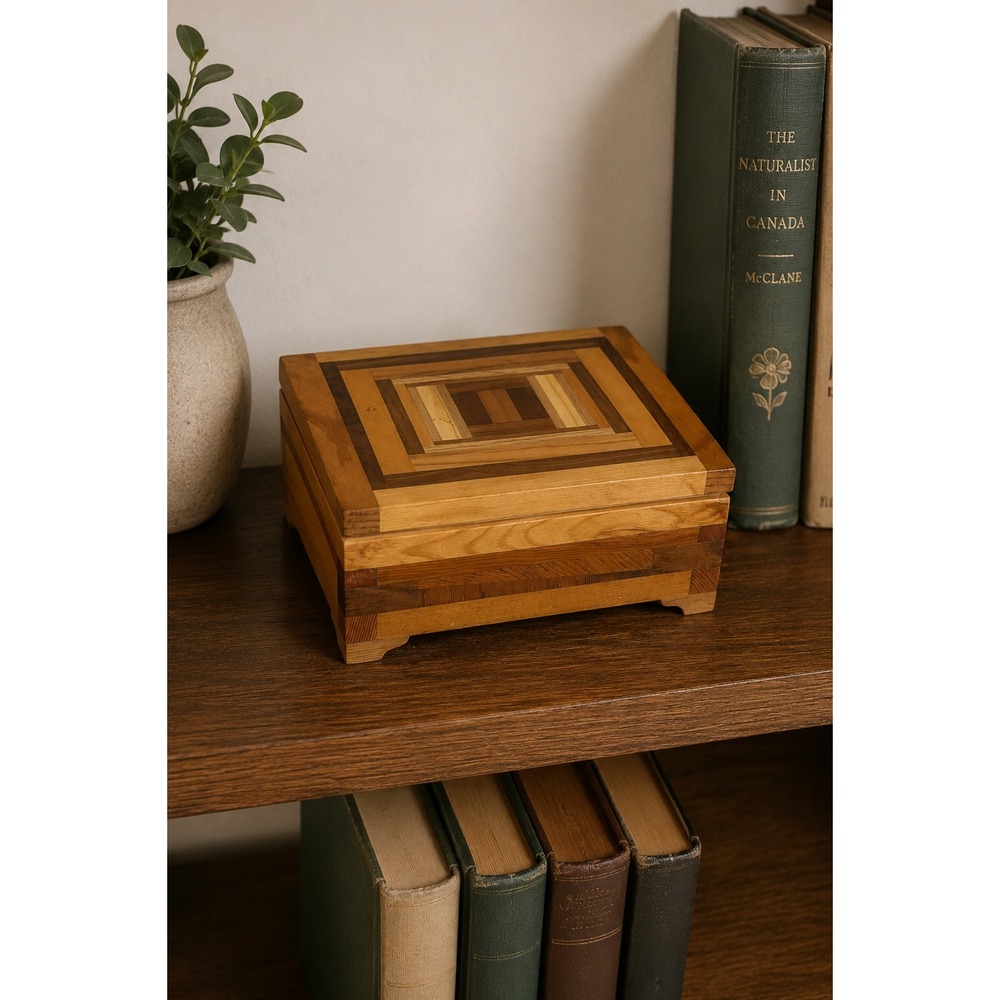 Handmade Wooden Keepsake Box Green Rustic Cottagecore Storage Chest Layering